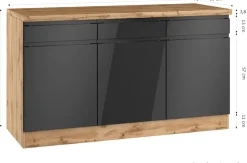 KOCHSTATION Unterschrank »KS-Virginia,neu in verbesserter Ausführung« Stauraum, Softclose,Breite 150 cm, 3 Türen, Soft-Close-Funktion