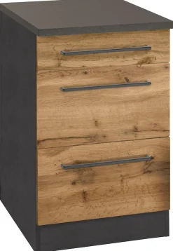 KOCHSTATION Unterschrank »KS-Tulsa« 50 cm breit, 1 Schubkasten, 2 große Auszüge, Metallgriff, MDF Front