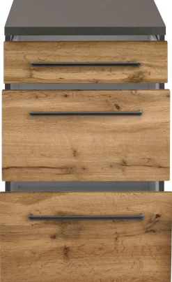 KOCHSTATION Unterschrank »KS-Tulsa« 50 cm breit, 1 Schubkasten, 2 große Auszüge, Metallgriff, MDF Front