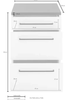 KOCHSTATION Unterschrank »KS-Tulsa« 50 cm breit, 1 Schubkasten, 2 große Auszüge, Metallgriff, MDF Front