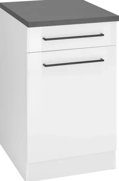 KOCHSTATION Unterschrank »KS-Tulsa« 50 cm breit, 1 Tür, 1 Schubkasten, schwarzer Metallgriff, MDF Front