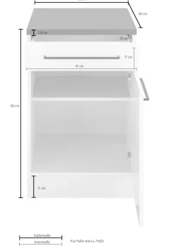 KOCHSTATION Unterschrank »KS-Tulsa« 50 cm breit, 1 Tür, 1 Schubkasten, schwarzer Metallgriff, MDF Front