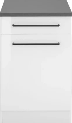 KOCHSTATION Unterschrank »KS-Tulsa« 50 cm breit, 1 Tür, 1 Schubkasten, schwarzer Metallgriff, MDF Front