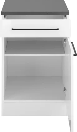 KOCHSTATION Unterschrank »KS-Tulsa« 50 cm breit, 1 Tür, 1 Schubkasten, schwarzer Metallgriff, MDF Front