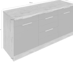 KOCHSTATION Unterschrank »KS-Luhe« 180 cm breit, für viel Stauraum, MDF-Fronten mit waagerechter Lisene