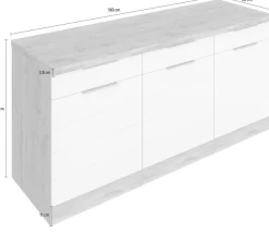 KOCHSTATION Unterschrank »KS-Luhe« 180 cm breit, für viel Stauraum, MDF-Fronten mit waagerechter Lisene