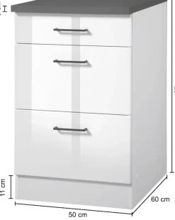 KOCHSTATION Unterschrank »KS-Trier« Breite 50 cm, mit 2 Auszügen und 1 Schublade