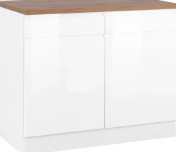 KOCHSTATION Unterschrank »KS-Virginia,neu in verbesserter Ausführung« Stauraum, Softclose, mit CPL-Arbeitsplatte,Breite 100 cm, 2 Türen, Soft-Close-Funktion