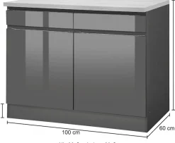KOCHSTATION Unterschrank »KS-Virginia,neu in verbesserter Ausführung« Stauraum, Softclose, mit CPL-Arbeitsplatte,Breite 100 cm, 2 Türen, Soft-Close-Funktion