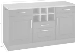 KOCHSTATION Unterschrank »KS-Stockholm« 150 cm breit, hochwertige MDF-Fronten mit Fräsung, viel Stauraum