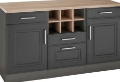 KOCHSTATION Unterschrank »KS-Stockholm« 150 cm breit, hochwertige MDF-Fronten mit Fräsung, viel Stauraum