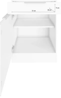 KOCHSTATION Unterschrank »KS-Luhe« 60 cm breit, hochwertige MDF-Fronten mit waagerechter Lisene