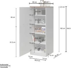 KOCHSTATION Vorratsschrank »KS-Sole,Hauswirtschaftsschrank,Stauschrank,Küchenschrank« Breite/Höhe 60/165 cm, 5 Fächer