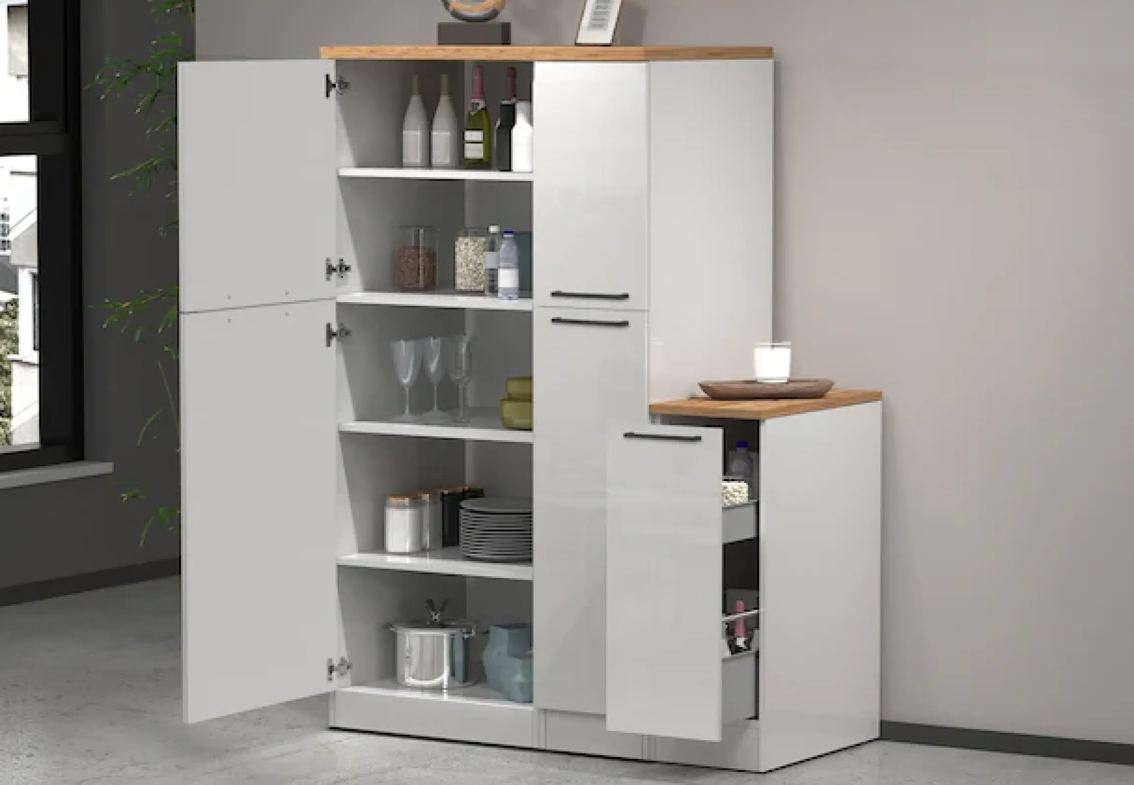 KOCHSTATION Vorratsschrank »KS-Sole,Hauswirtschaftsschrank,Stauschrank,Küchenschrank« Breite/Höhe 60/165 cm, 5 Fächer
