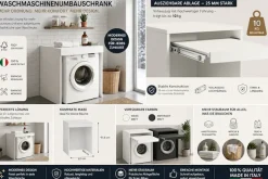 KOCHSTATION Waschmaschinenumbauschrank »KS-Linda« mit ausziehbarer Ablagefläche, 25mm starke Wände