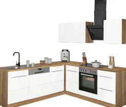 KOCHSTATION Winkelküche »KS-Brindisi« Stellbreite 220/220 cm, wahlweise mit E-Geräten, mit MDF-Fronten