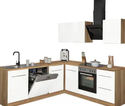 KOCHSTATION Winkelküche »KS-Brindisi« Stellbreite 220/220 cm, wahlweise mit E-Geräten, mit MDF-Fronten
