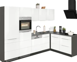 KOCHSTATION Winkelküche »KS-Brindisi Stellbreite 290/170 cm« wahlweise mit E-Geräten und Induktion, mit MDF-Fronten