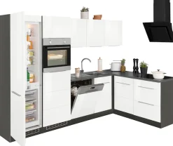 KOCHSTATION Winkelküche »KS-Brindisi Stellbreite 290/170 cm« wahlweise mit E-Geräten und Induktion, mit MDF-Fronten