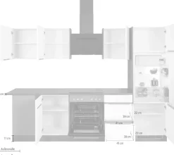 KOCHSTATION Winkelküche »KS-Brindisi« Stellbreite 220/280 cm, wahlweise mit E-Geräten, mit MDF-Fronten