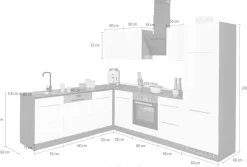 KOCHSTATION Winkelküche »KS-Brindisi« Stellbreite 220/280 cm, wahlweise mit E-Geräten, mit MDF-Fronten