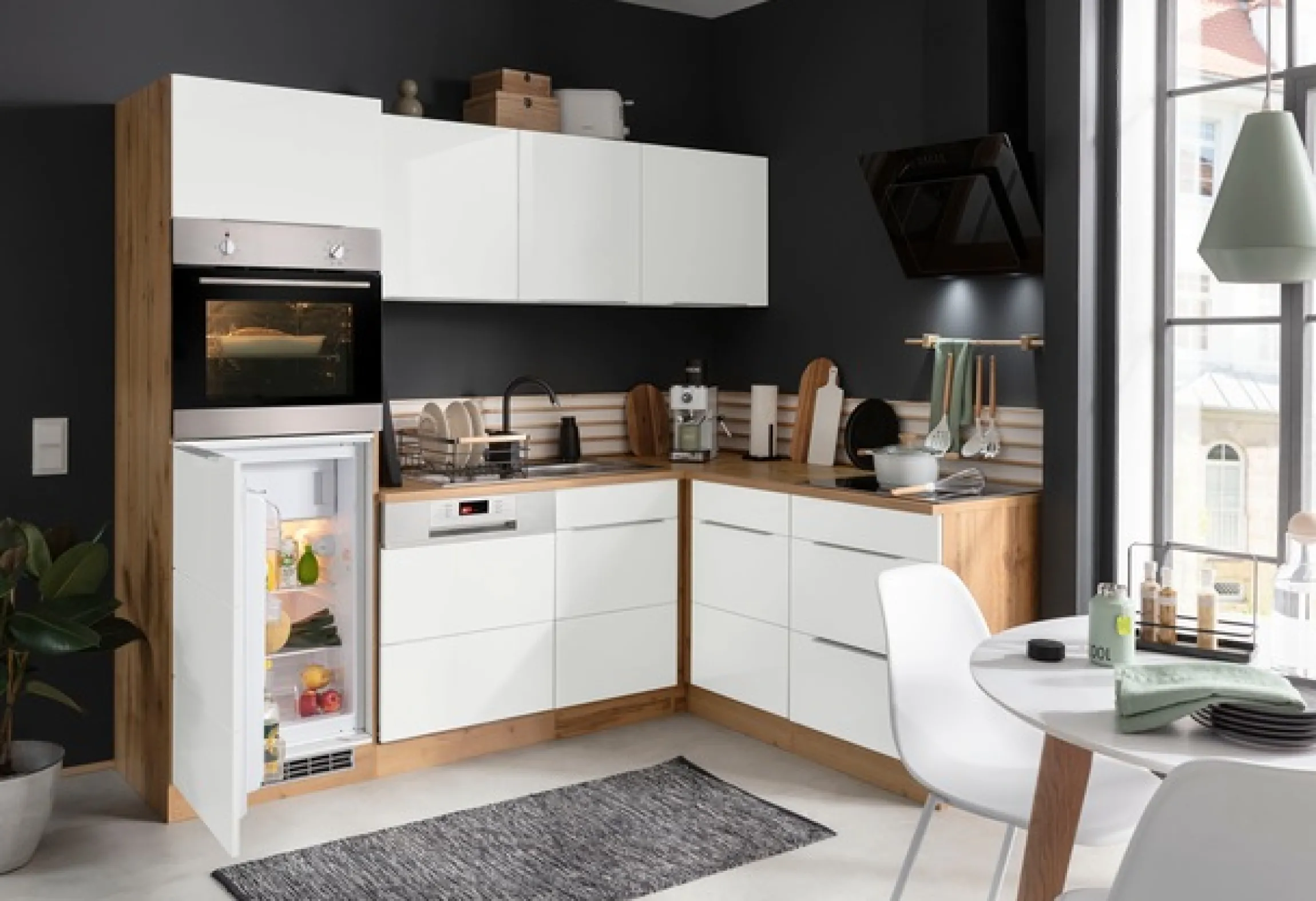 KOCHSTATION Winkelküche »KS-Brindisi Stellbreite 230/170 cm« wahlweise mit E-Geräten und Induktion, mit MDF-Fronten
