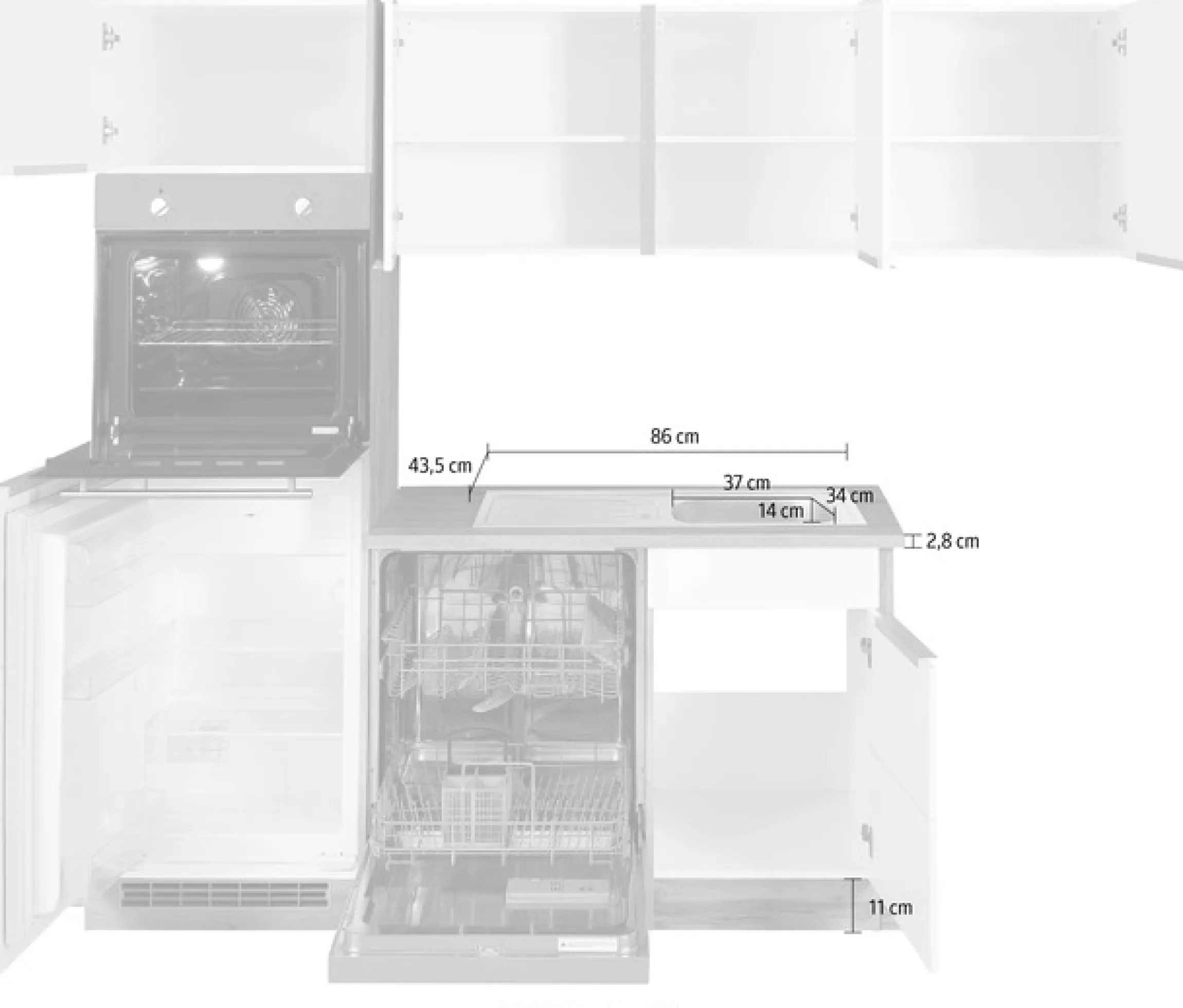 KOCHSTATION Winkelküche »KS-Brindisi Stellbreite 230/170 cm« wahlweise mit E-Geräten und Induktion, mit MDF-Fronten