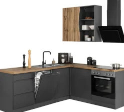 KOCHSTATION Winkelküche »KS-Bruneck« Stellbreite 240/180 cm breit, wahlweise mit oder ohne E-Geräte, MDF