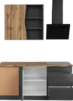 KOCHSTATION Winkelküche »KS-Bruneck« Stellbreite 240/180 cm breit, wahlweise mit oder ohne E-Geräte, MDF