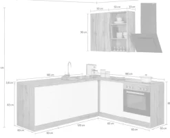 KOCHSTATION Winkelküche »KS-Bruneck« Stellbreite 240/180 cm breit, wahlweise mit oder ohne E-Geräte, MDF