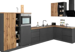 KOCHSTATION Winkelküche »KS-Bruneck« Stellbreite 380/180 cm breit, ohne E-Geräten, MDF Fronten