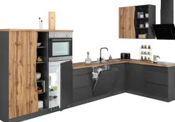 KOCHSTATION Winkelküche »KS-Bruneck« Stellbreite 380/180 cm breit, ohne E-Geräten, MDF Fronten