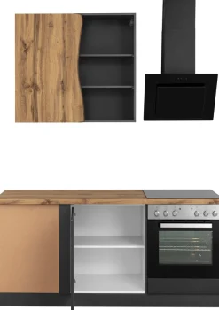 KOCHSTATION Winkelküche »KS-Bruneck« Stellbreite 380/180 cm breit, ohne E-Geräten, MDF Fronten