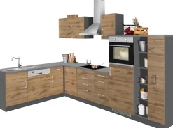 KOCHSTATION Winkelküche »KS-Colmar« mit E-Geräten, Stellbreite 210/330 cm