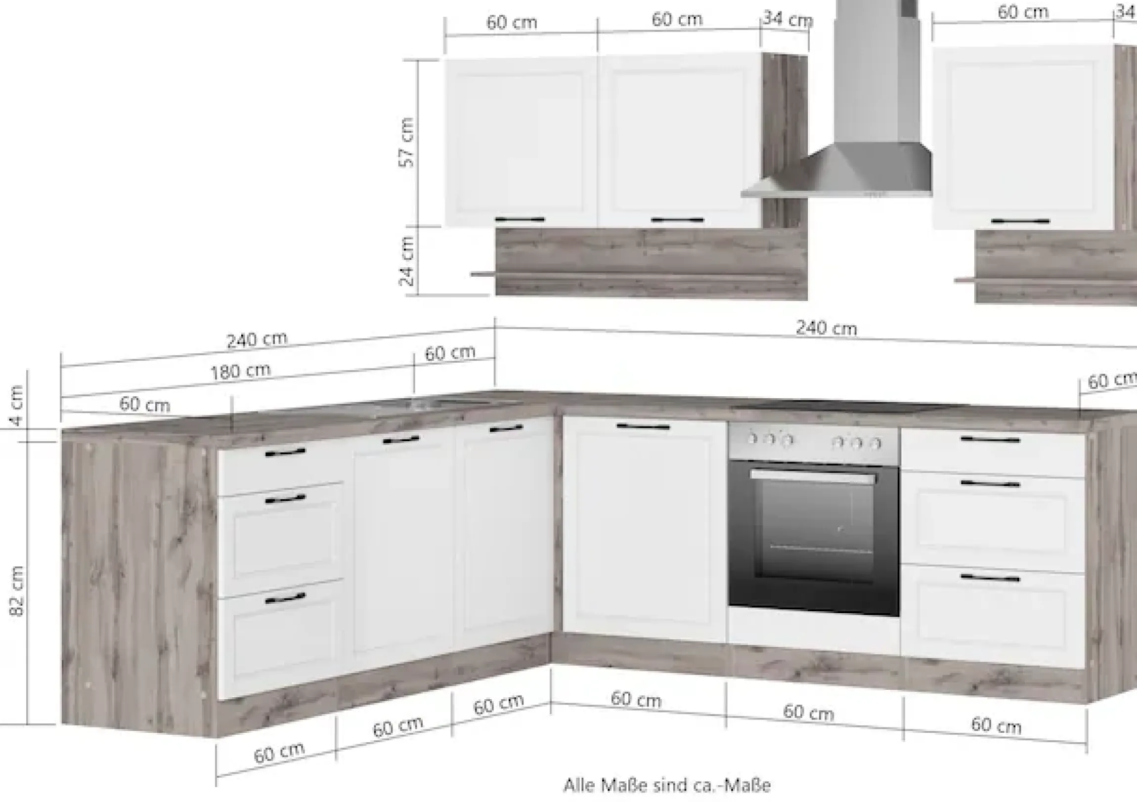 KOCHSTATION Winkelküche »KS-Lana« Stellbreite 240/240 cm, wahlweise mit und ohne E-Geräte