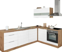 KOCHSTATION Winkelküche »KS-Luhe« Stellbreite 240x180 cm, wahlweise mit oder ohne E-Geräten, MDF-Fronten