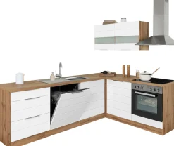 KOCHSTATION Winkelküche »KS-Luhe« Stellbreite 240x180 cm, wahlweise mit oder ohne E-Geräten, MDF-Fronten
