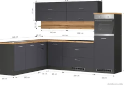 KOCHSTATION Winkelküche »KS-Milan, optional mit Muldenlüfter« Stellbr.270/220 cm, wahlweise mit E-Geräten, Kochfeld mit Dunstabzug