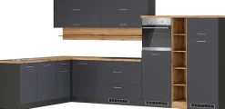 KOCHSTATION Winkelküche »KS-Milan, optional mit Muldenlüfter« Stellbr.360/220 cm, wahlweise mit E-Geräten, Kochfeld mit Dunstabzug