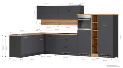 KOCHSTATION Winkelküche »KS-Milan, optional mit Muldenlüfter« Stellbr.360/220 cm, wahlweise mit E-Geräten, Kochfeld mit Dunstabzug