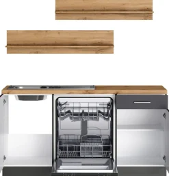 KOCHSTATION Winkelküche »KS-Milan, optional mit Muldenlüfter« Stellbr.360/220 cm, wahlweise mit E-Geräten, Kochfeld mit Dunstabzug