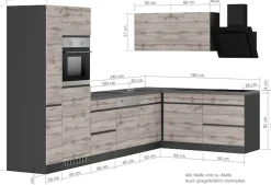 KOCHSTATION Winkelküche »KS-Riesa« Stellbreite 330/180 cm, wahlweise mit Induktionskochfeld