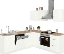 KOCHSTATION Winkelküche »KS-Stockholm – Küche mit hochwertiger und detailreicher Landhausfront« Stellbreite 220x220 cm, wahlweise mit E-Geräten, MDF-Fronten