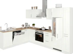 KOCHSTATION Winkelküche »KS-Stockholm – Küche mit hochwertiger und detailreicher Landhausfront« Stellbreite 220x310 cm, wahlweise mit E-Geräten, MDF-Fronten