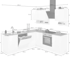KOCHSTATION Winkelküche »KS-Virginia,neu in verbesserter Ausführung« Arbeitsplatte 38 mm stark, Stauraum, Softclose,Stellbreite 220/220 cm, Soft-Close,wahlweise mit E-Geräten