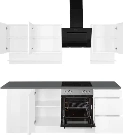 KOCHSTATION Winkelküche »KS-Virginia,neu in verbesserter Ausführung« Arbeitsplatte 38 mm stark, Stauraum, Softclose,Stellbreite 220/220 cm, Soft-Close,wahlweise mit E-Geräten