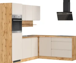 KOCHSTATION Winkelküche »KS-Virginia,neu in verbesserter Ausführung« Arbeitsplatte 38 mm stark, Stauraum, Softclose,Stellbreite 230/190 cm, Soft-Close,wahlweise mit E-Geräten