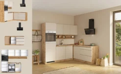 KOCHSTATION Winkelküche »KS-Virginia,neu in verbesserter Ausführung« Arbeitsplatte 38 mm stark, Stauraum, Softclose,Stellbreite 230/190 cm, Soft-Close,wahlweise mit E-Geräten