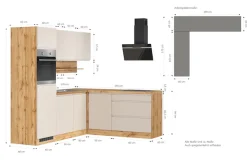KOCHSTATION Winkelküche »KS-Virginia,neu in verbesserter Ausführung« Arbeitsplatte 38 mm stark, Stauraum, Softclose,Stellbreite 230/190 cm, Soft-Close,wahlweise mit E-Geräten