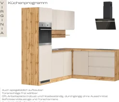 KOCHSTATION Winkelküche »KS-Virginia,neu in verbesserter Ausführung« Arbeitsplatte 38 mm stark, Stauraum, Softclose,Stellbreite 230/190 cm, Soft-Close,wahlweise mit E-Geräten